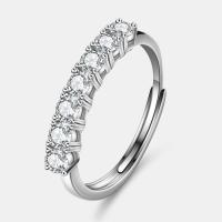 Zircon cubique Micro Pave Sterling Silver Rings, Argent sterling 925, avec Moissanite, Réglable & bijoux de mode & différents matériaux pour le choix & pavé de micro zircon & pour femme, protéger l'environnement, sans nickel, plomb et cadmium, Taille:7, Vendu par PC