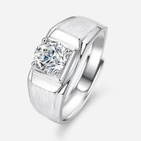 Zircon cubique Micro Pave Sterling Silver Rings, Argent sterling 925, avec Moissanite, Réglable & bijoux de mode & différents matériaux pour le choix & pavé de micro zircon & pour homme, protéger l'environnement, sans nickel, plomb et cadmium, Taille:8, Vendu par PC