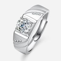 Zircon cubique Micro Pave Sterling Silver Rings, Argent sterling 925, avec Moissanite, Réglable & bijoux de mode & différents matériaux pour le choix & pavé de micro zircon & pour homme, protéger l'environnement, sans nickel, plomb et cadmium, Taille:8, Vendu par PC