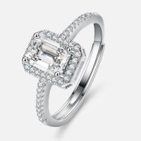 Zircon cubique Micro Pave Sterling Silver Rings, Argent sterling 925, avec Moissanite, Réglable & bijoux de mode & différents matériaux pour le choix & pavé de micro zircon, protéger l'environnement, sans nickel, plomb et cadmium, 1ct, Vendu par PC