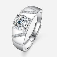 Zircon cubique Micro Pave Sterling Silver Rings, Argent sterling 925, avec Moissanite, bijoux de mode & différents matériaux pour le choix & pavé de micro zircon & pour homme, protéger l'environnement, sans nickel, plomb et cadmium, 2ct, Taille:8, Vendu par PC