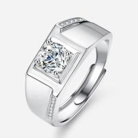 Cubic Zirconia micr3ofono pavimenta anillos de plata esterlina, Plata de ley 925, con Moissanite, Joyería & diferentes materiales para la opción & micro arcilla de zirconia cúbica & para hombre, libre de níquel, plomo & cadmio, tamaño:8, Vendido por UD