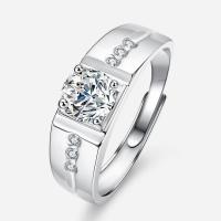 Zircon cubique Micro Pave Sterling Silver Rings, Argent sterling 925, avec Moissanite, bijoux de mode & différents matériaux pour le choix & pavé de micro zircon & pour homme, protéger l'environnement, sans nickel, plomb et cadmium, Taille:8, Vendu par PC