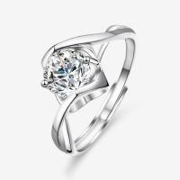 Zircon cubique Micro Pave Sterling Silver Rings, Argent sterling 925, avec Moissanite, bijoux de mode & différents matériaux pour le choix & pavé de micro zircon, protéger l'environnement, sans nickel, plomb et cadmium, 1ct, Taille:7, Vendu par PC