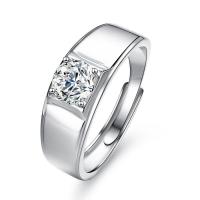 Zircon cubique Micro Pave Sterling Silver Rings, Argent sterling 925, avec Moissanite, bijoux de mode & différents matériaux pour le choix & pavé de micro zircon & pour homme, protéger l'environnement, sans nickel, plomb et cadmium, Taille:8, Vendu par PC