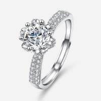 Zircon cubique Micro Pave Sterling Silver Rings, Argent sterling 925, avec Moissanite, bijoux de mode & différents matériaux pour le choix & pavé de micro zircon & pour femme, protéger l'environnement, sans nickel, plomb et cadmium, 1ct, Taille:7, Vendu par PC