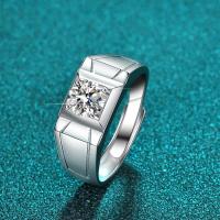 Cubic Zirconia micr3ofono pavimenta anillos de plata esterlina, Plata de ley 925, con Moissanite, Joyería & diferentes materiales para la opción & micro arcilla de zirconia cúbica & para hombre, libre de níquel, plomo & cadmio, tamaño:8, Vendido por UD