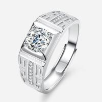 Zircon cubique Micro Pave Sterling Silver Rings, Argent sterling 925, avec Moissanite, bijoux de mode & différents matériaux pour le choix & pavé de micro zircon & pour homme, protéger l'environnement, sans nickel, plomb et cadmium, Taille:8, Vendu par PC