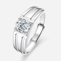 Zircon cubique Micro Pave Sterling Silver Rings, Argent sterling 925, avec Moissanite, bijoux de mode & différents matériaux pour le choix & pavé de micro zircon, protéger l'environnement, sans nickel, plomb et cadmium, Taille:7, Vendu par PC