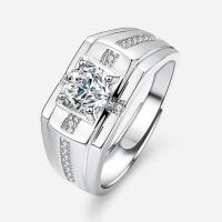 Zircon cubique Micro Pave Sterling Silver Rings, Argent sterling 925, avec Moissanite, bijoux de mode & différents matériaux pour le choix & pavé de micro zircon, protéger l'environnement, sans nickel, plomb et cadmium, Taille:8, Vendu par PC