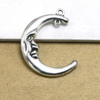 Zinc alliage Moon pendentifs, alliage de zinc, lune, Placage de couleur argentée, DIY, protéger l'environnement, sans nickel, plomb et cadmium, 41x30x4.5mm, Vendu par PC