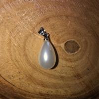 Shell mer du Sud Pendentif, Shell Pearl, avec laiton, larme, DIY, blanc, protéger l'environnement, sans nickel, plomb et cadmium, 16x25mm, Vendu par PC