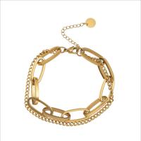 Pulsera de acero de titanio, Partículas de acero, chapado en color dorado, Joyería & para mujer, dorado, longitud aproximado 22 cm, Vendido por UD