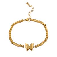 Pulsera de acero de titanio, Partículas de acero, con 5cm extender cadena, chapado en color dorado, Joyería & para mujer, dorado, Vendido para aproximado 18 cm Sarta