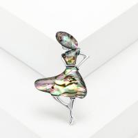 Zinc Alloy Brooches with Abalone Shell Girl silver color plated fashion jewelry & for woman multi-colored nickel lead & cadmium free Sold By PC