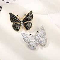 Zinc Alloy Brocher, Butterfly, forgyldt, mode smykker & for kvinde & emalje & med rhinestone, flere farver til valg, nikkel, bly & cadmium fri, 40x35mm, Solgt af PC