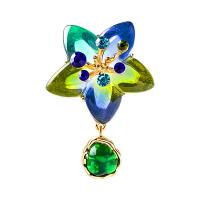 Zinc Alloy Brocher, med Lampwork, Flower, guldfarve belagt, Vintage & mode smykker & for kvinde & med rhinestone, blandede farver, nikkel, bly & cadmium fri, 42x60mm, Solgt af PC