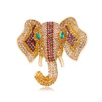 Zinc Alloy Brocher, Elephant, guldfarve belagt, Vintage & mode smykker & Unisex & med rhinestone, flere farver til valg, nikkel, bly & cadmium fri, 75x70mm, Solgt af PC