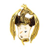 Zinklegering broches, Zinc Alloy, Dinosaurus, gold plated, Vintage & mode sieraden & kan worden gebruikt als broche of hanger & voor de mens & glazuur, gouden, nikkel, lood en cadmium vrij, 47x67mm, Verkocht door PC