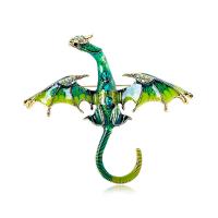 Zinc Alloy Brocher, Dinosaur, forgyldt, mode smykker & Unisex & kan bruges som broche eller vedhæng & emalje & med rhinestone, flere farver til valg, nikkel, bly & cadmium fri, 90x80mm, Solgt af PC