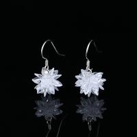 Pendientes de Micro Pavé de Zirconía Cúbica en Plata de Ley, Plata de ley 925, Flor, Joyería & micro arcilla de zirconia cúbica & para mujer, libre de níquel, plomo & cadmio, 14x27mm, Vendido por Par