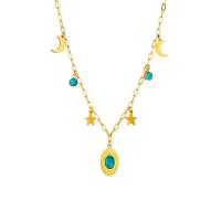 Collier d'acier titane, avec turquoise, Placage, bijoux de mode & pour femme, doré, Vendu par Environ 15.75 pouce brin