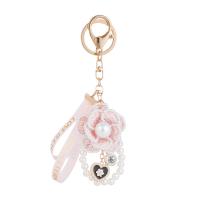 Zinc Alloy Key Lås, med Klud & Plastic Pearl, Flower, guldfarve belagt, for kvinde & emalje, flere farver til valg, nikkel, bly & cadmium fri, 98x142mm, Solgt af PC