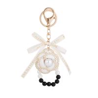 Zinc Alloy Key Lås, med Klud & Plastic Pearl, Flower, guldfarve belagt, for kvinde, flere farver til valg, nikkel, bly & cadmium fri, 95x155mm, Solgt af PC