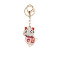 Zinc Alloy Key Lås, Cat, guldfarve belagt, for kvinde & emalje & med rhinestone, flere farver til valg, nikkel, bly & cadmium fri, 44x106mm, Solgt af PC