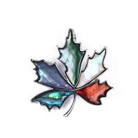 Zinc Alloy Brocher, med Abalone Shell, Maple Leaf, antik sølv farve forgyldt, Unisex, flere farver til valg, nikkel, bly & cadmium fri, 45x46mm, Solgt af PC