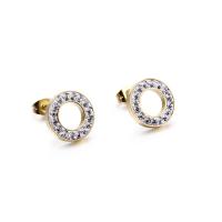 Orecchini in acciaio inossidabile, 304 acciaio inox, Cerchio, Micro spianare cubic zirconia & per la donna, nessuno, 13mm, Venduto da coppia