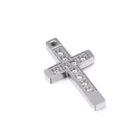 Nerūdijančio plieno Cross Pakabukai, 304 Nerūdijantis plienas, Kirsti, Pasidaryk pats & su Kalnų krištolas, 11x21mm, Pardavė PC