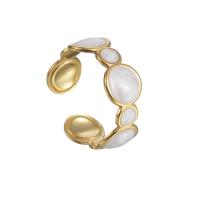 304 roestvrij staal Manchet Finger Ring, Ronde, gold plated, verstelbaar & voor vrouw & glazuur, 8mm, Maat:8, Verkocht door PC