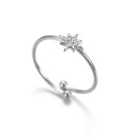 Titanium Staal Manchet Finger Ring, Acht Point Star, plated, verstelbaar & voor vrouw & met strass, meer kleuren voor de keuze, Maat:8, Verkocht door PC