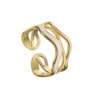 304 roestvrij staal Manchet Finger Ring, gold plated, verstelbaar & voor vrouw & glazuur, 10mm, Maat:8, Verkocht door PC