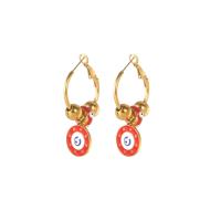 304 Stainless Steel Huggie Hoop Drop Earring 14K gold plated evil eye pattern & for woman & enamel 46mm Sold By Pair