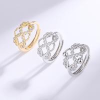 Cubic Zirconia Micro Pave Brass Ring plated fashion jewelry & micro pave cubic zirconia & for woman nickel lead & cadmium free Sold By PC