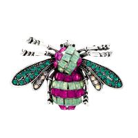 Zinc Alloy Brocher, Bee, sølvfarvet forgyldt, mode smykker & Unisex & kan bruges som broche eller vedhæng & med rhinestone, blandede farver, nikkel, bly & cadmium fri, 45x30mm, Solgt af PC