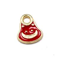 Zinc Alloy émail Pendants, alliage de zinc, Placage de couleur d'or, DIY, rouge, protéger l'environnement, sans nickel, plomb et cadmium, 10x8mm, Environ 100PC/sac, Vendu par sac