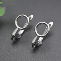 Messing Lever Back Earring Component, Runde, platineret, du kan DIY & hule, nikkel, bly & cadmium fri, 10x15mm, Solgt af PC