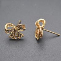 Messing Earring Bericht, Strik, gold plated, DIY & hol, nikkel, lood en cadmium vrij, 11x13mm, Verkocht door PC