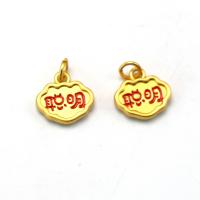 Zinc Alloy Pendants Longevity Lock gold color plated DIY & enamel red nickel lead & cadmium free Approx Sold By Bag