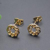 Brass Earring Post, cobre, Roda, cromado de cor dourada, DIY & vazio, níquel, chumbo e cádmio livre, uff089-10uff09*uff0813-14uff09mm, vendido por PC