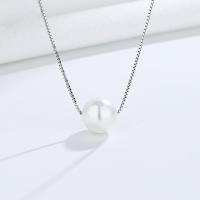 Sterling Silver Κολιέ, 925 ασημένιο ασήμι, με Shell Pearl, με 1.97inch επεκτατικού αλυσίδας, κοσμήματα μόδας & διαφορετικό μέγεθος για την επιλογή & για τη γυναίκα, νικέλιο, μόλυβδο και κάδμιο ελεύθεροι, Μήκος Περίπου 15.74 inch, Sold Με PC