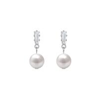 Pendientes de Micro Pavé de Zirconía Cúbica en Plata de Ley, Plata de ley 925, con Shell Pearl, chapado, Joyería & micro arcilla de zirconia cúbica & para mujer, más colores para la opción, libre de níquel, plomo & cadmio, 10x20mm, Vendido por Par