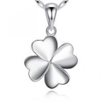 925 Sterling zilveren hanger, Four Leaf Clover, DIY, nikkel, lood en cadmium vrij, 12x18mm, Verkocht door PC