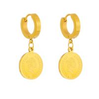 Titanium Steel  Earring 18K gold plated fashion jewelry & for woman golden 30mm Sold By Pair