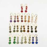 Pendientes de Gota en Latón, metal, con Piedra natural, Cuadrado, chapado en color dorado, Joyería & para mujer, más colores para la opción, libre de níquel, plomo & cadmio, 51.64mm, Vendido por Par