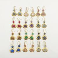 Pendientes de Gota en Latón, metal, con Piedra natural, chapado en color dorado, Joyería & para mujer, más colores para la opción, libre de níquel, plomo & cadmio, 22.15x47.32mm, Vendido por Par