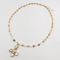 Collier en laiton, avec Quartz & perle d'eau douce cultivée, avec 5cm chaînes de rallonge, Placage de couleur d'or, Forme différente pour le choix & bijoux de mode & pour femme, plus de couleurs à choisir, protéger l'environnement, sans nickel, plomb et cadmium, Longueur Environ 45 cm, Vendu par PC